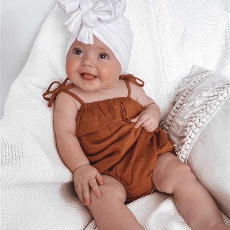 Baby Summer Linen Sleeveless Jumpsuit - Estate neonata vestiti pagliaccetto Bowknot lino