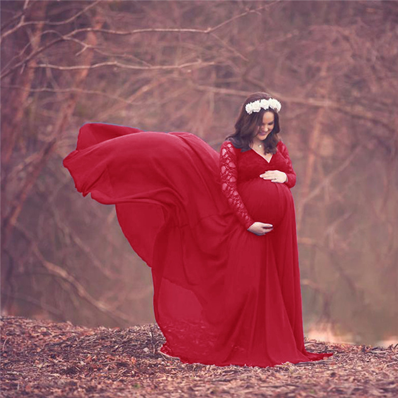 Maternity Wear - Nuovo pizzo Chiffon maternità fotografia vestito