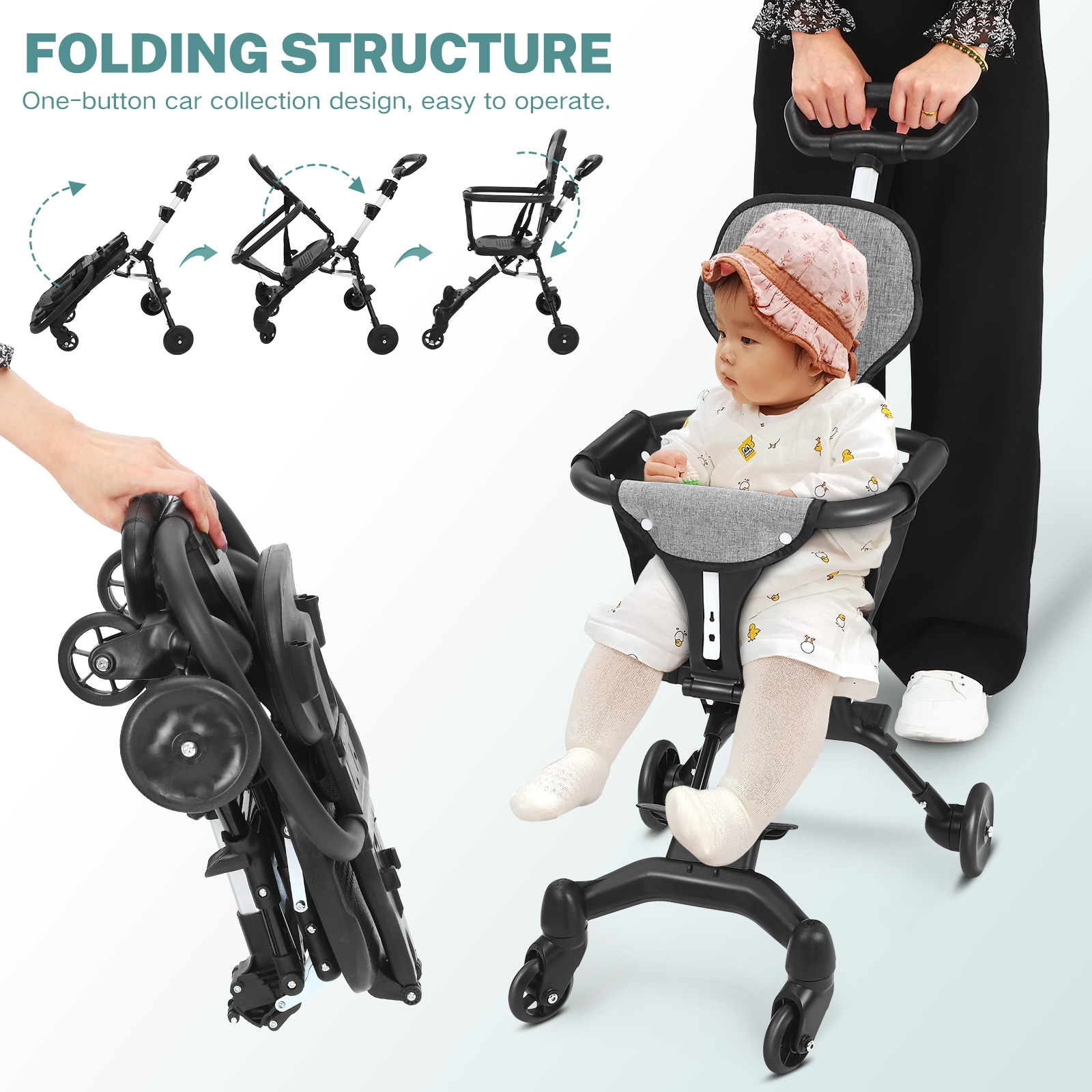 Lightweight Foldable Baby Stroller Compact - Sedile pieghevole leggero e compatto per