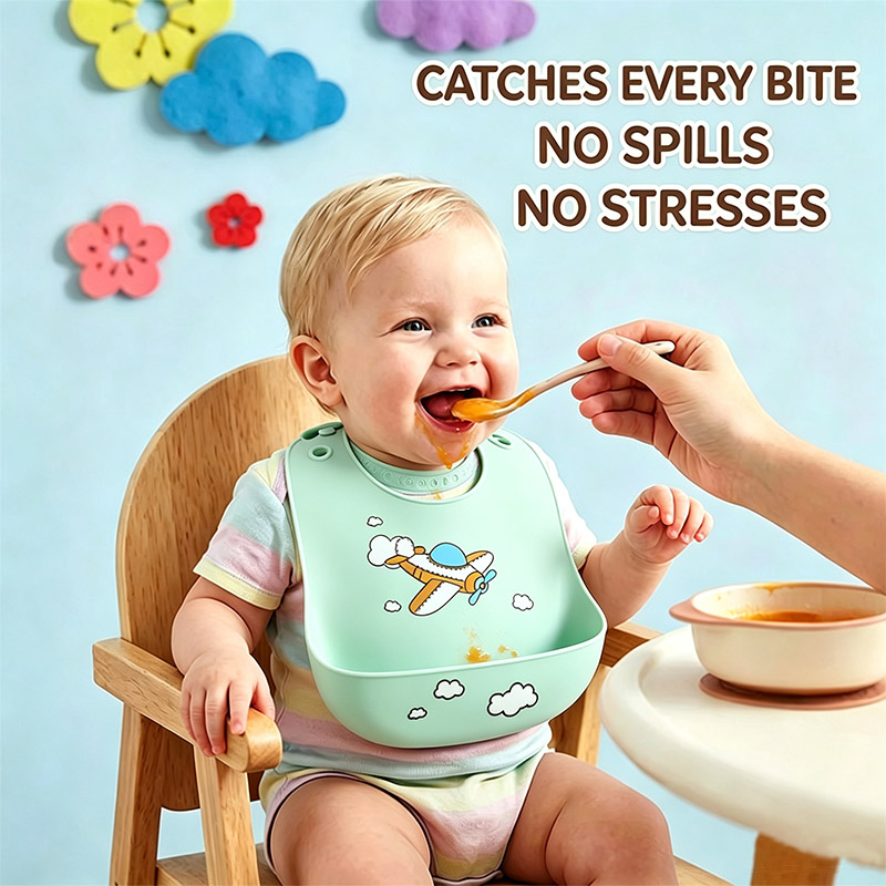 Waterproof Baby Bibs Silicone - Bavaglino in silicone per l'alimentazione del
