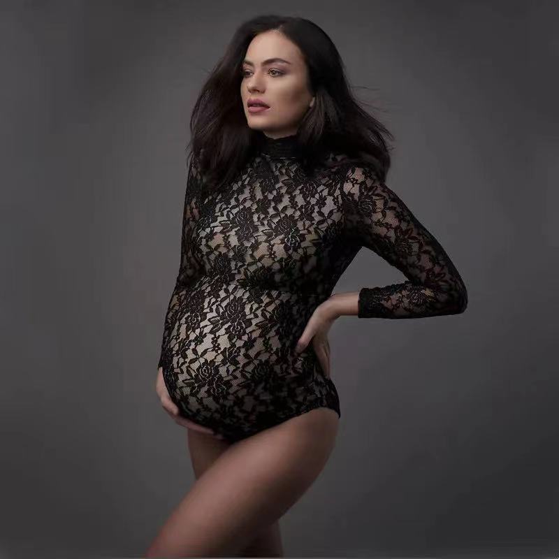Maternity Wear - Pizzo maternità fotografia puntelli tuta elastico