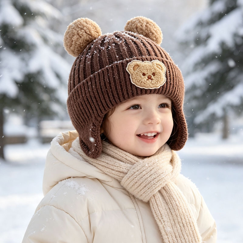 Infant Beanie Hat With Ears - 1-10 Pezzi Cappello Beanie in Maglia