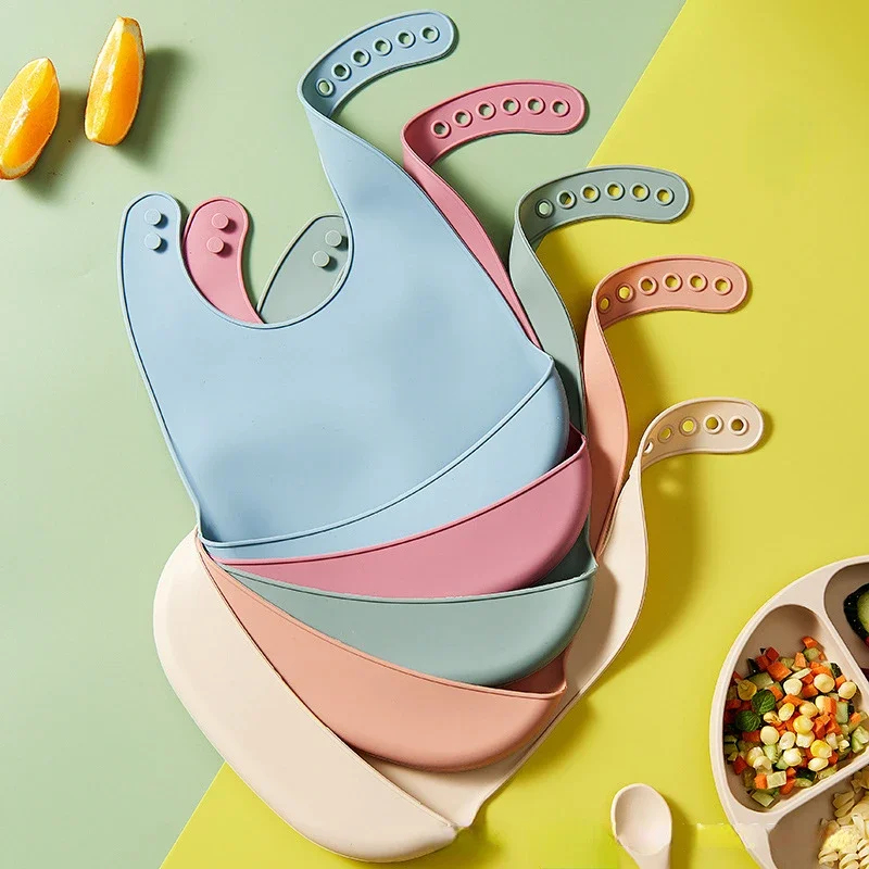 Waterproof Baby Bibs Silicone - 1-4 Pezzi Bavaglini Regolabili Impermeabili per