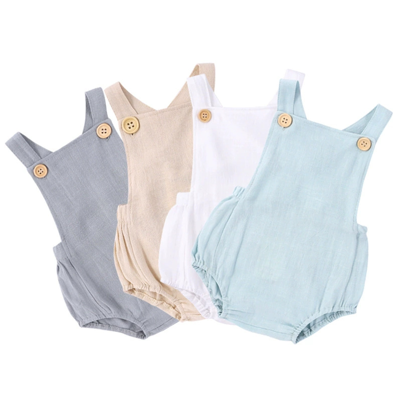 Baby Summer Linen Sleeveless Jumpsuit - 2025 Estate Neonati maschi Ragazze Pagliaccetti