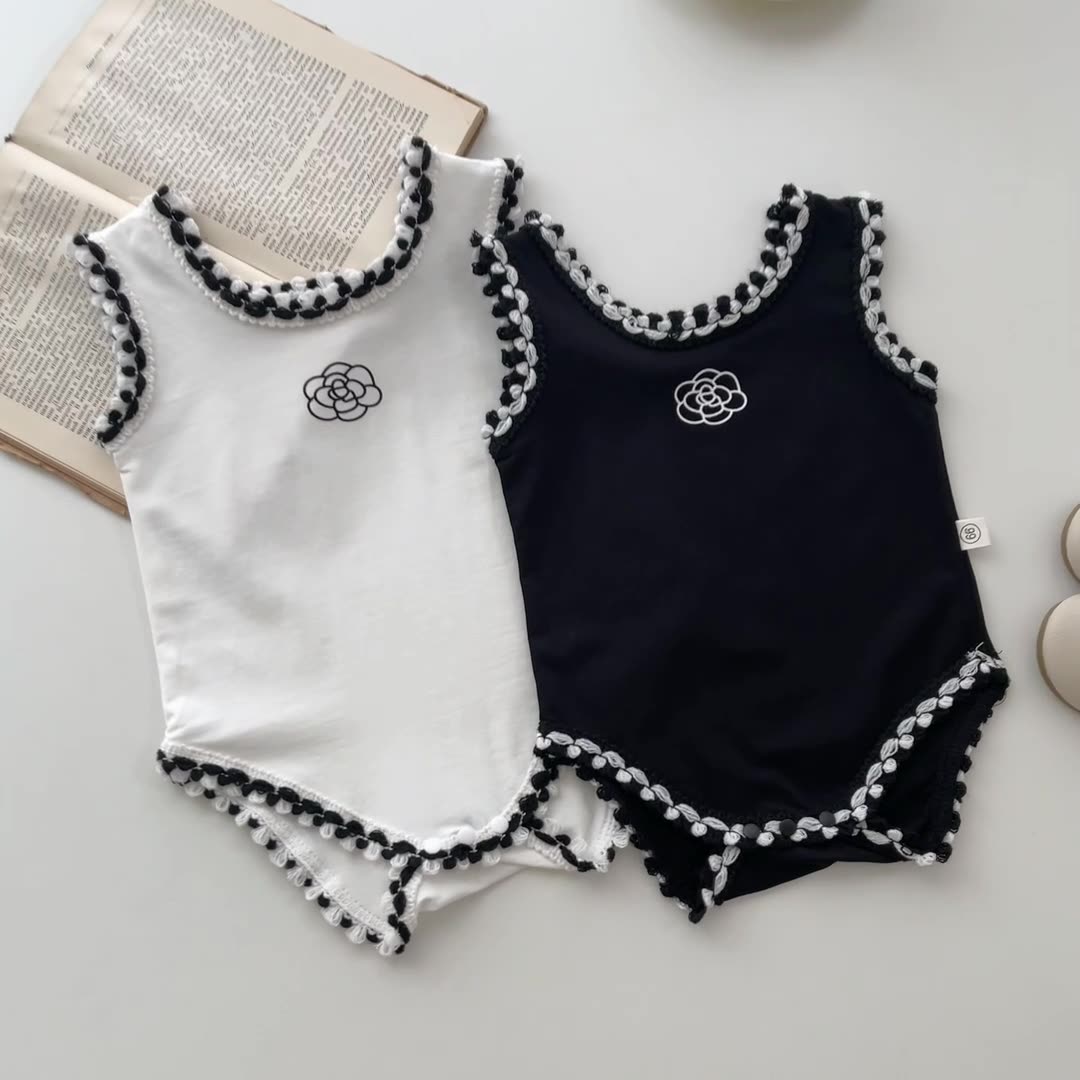 Baby Summer Linen Sleeveless Jumpsuit - Pagliaccetto in cotone e lino per