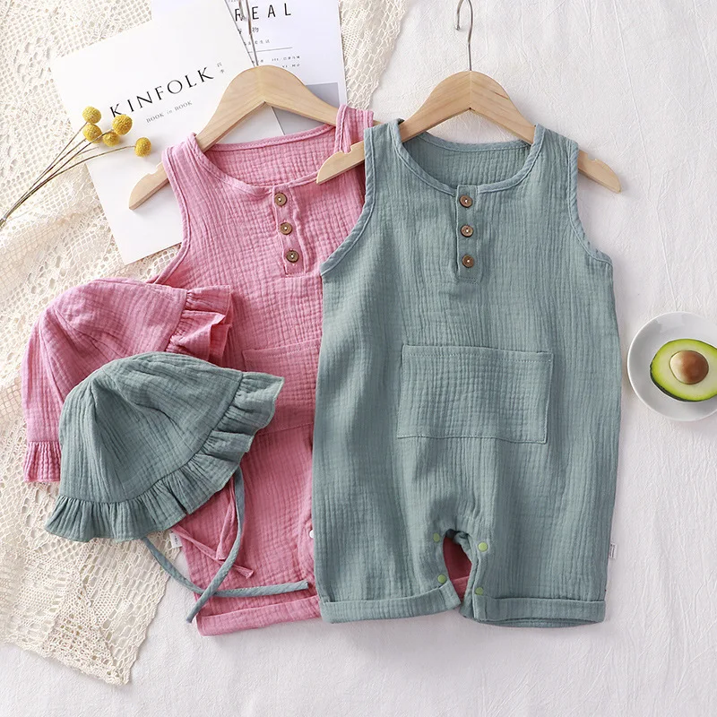 2 pz/set vestiti estivi per ba - Baby Summer Linen Sleeveless Jumpsuit recensione e prezzo